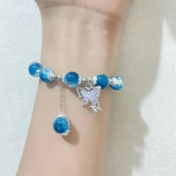 1pc Bohemian Butterfly Glass Beaded Bracelet with Tassel Charm - Image 5