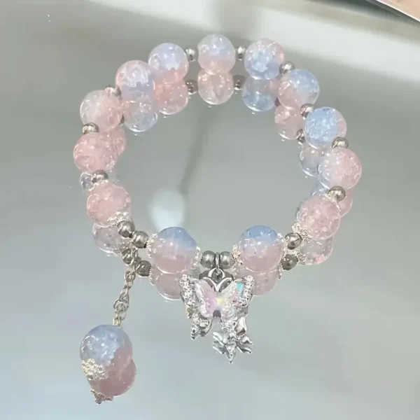 1pc Bohemian Butterfly Glass Beaded Bracelet with Tassel Charm - Image 2