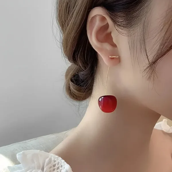 1pc, Fruit Cherry Drop Earrings - Image 3