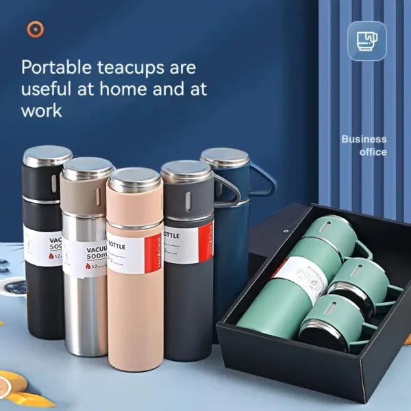500ml Stainless Steel Thermal Flask Set - Image 4