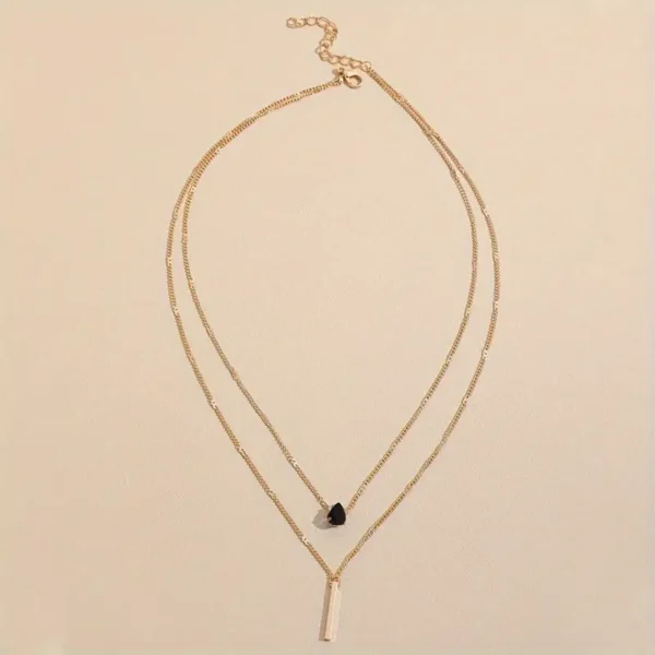 Elegant & Sexy Double-Layered Necklace, Teardrop Zirconia Pendant - Rose Golden Chain, Versatile Casual Attire - Image 3