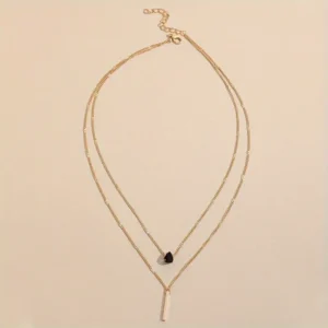 Elegant & Sexy Double-Layered Necklace, Teardrop Zirconia Pendant - Rose Golden Chain, Versatile Casual Attire