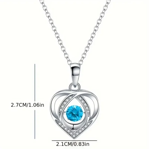 1pc Elegant Blue Rhinestone Decor Heart Pendant Necklace, Exquisite Holiday Birthday Gift For Teenagers - Image 3