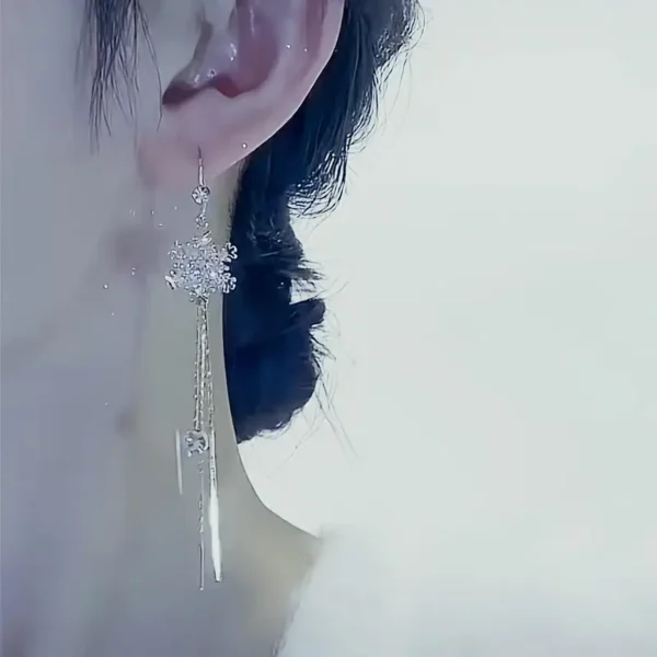 Boho Simple Drop & Dangle Earrings with Snowflake Design, Alloy Ear Needle, Artificial Crystal Pendant, for Daily & Gift Occasions - Image 6