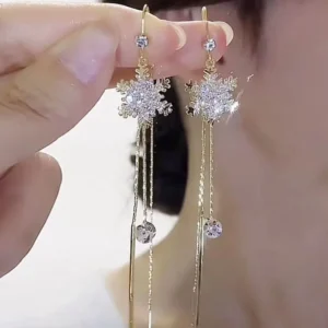 Boho Simple Drop & Dangle Earrings with Snowflake Design, Alloy Ear Needle, Artificial Crystal Pendant, for Daily & Gift Occasions