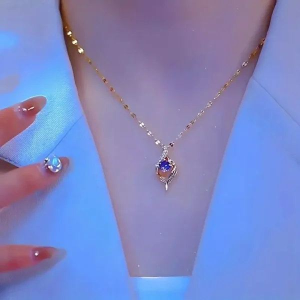 1pc Shiny Geometric Pendant Necklace, Exquisite Collarbone Chain For Girls - Image 4
