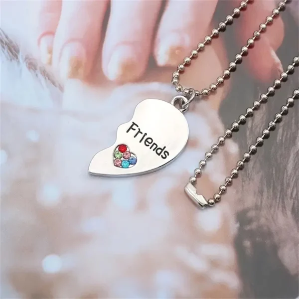 Best Friends Heart Pendant Necklaces Set, 2pcs, Friendship Jewelry Gift, No Mosaic Zinc Alloy - Image 5