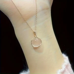 Fashionable Pearl Pink Crystal Pendant Necklace For Women, 15+ Years Old, Alloy Chain