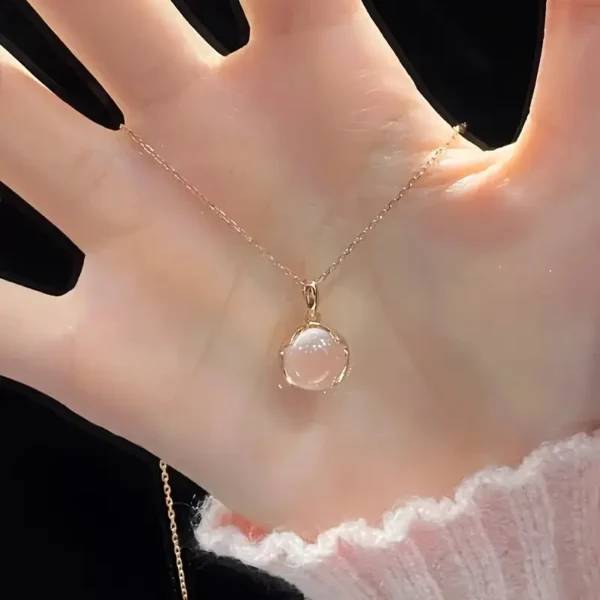 Fashionable Pearl Pink Crystal Pendant Necklace For Women, 15+ Years Old, Alloy Chain - Image 7