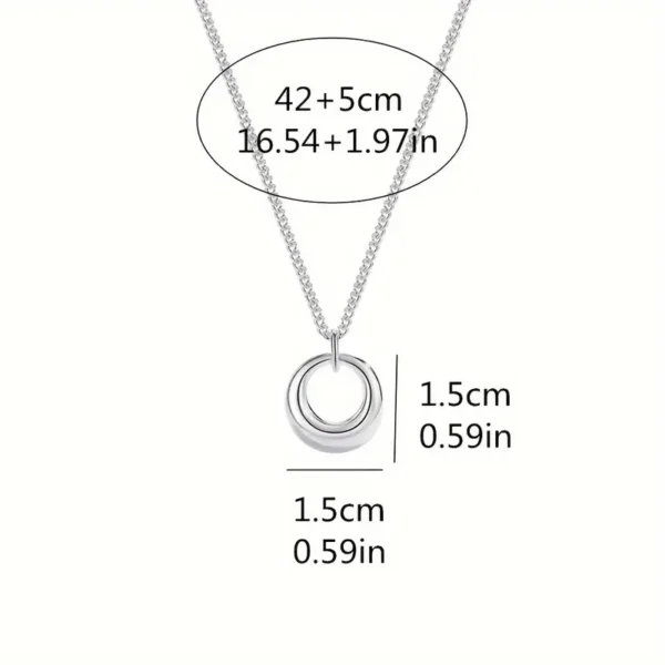 Casual Alloy Circle Geometric Necklace for Women, Simple Style, Casual Attire - Image 3
