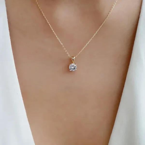 Vintage Boho Style Solitaire Rhinestone Pendant Necklace - Alloy with Unique Plating, Versatile for Daily Wear & Gift-giving