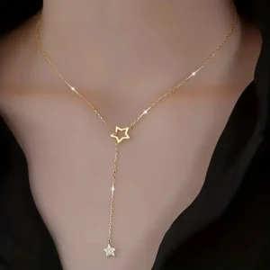 Exquisite Shiny Star Y-Shaped Clavicle Chain Necklace For Women Dating Party Jewelry, Women Gift