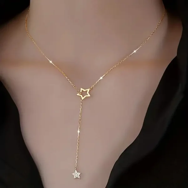 Exquisite Shiny Star Y-Shaped Clavicle Chain Necklace For Women Dating Party Jewelry, Women Gift