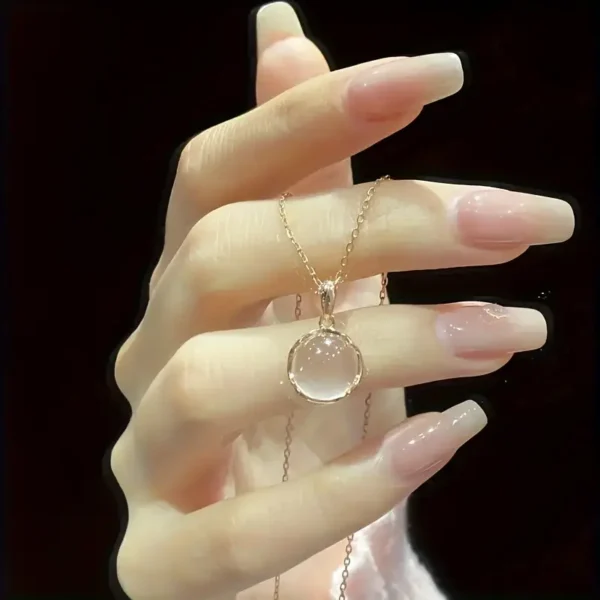 Fashionable Pearl Pink Crystal Pendant Necklace For Women, 15+ Years Old, Alloy Chain - Image 3