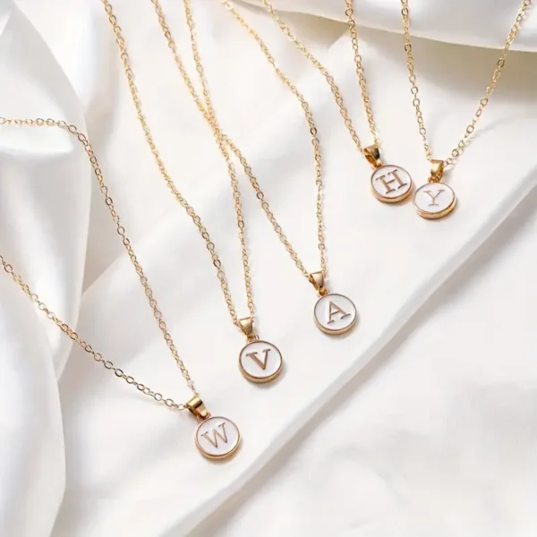 Black White A, S, F  Letter Pendant Simple Ladies Necklace Accessories - Image 3