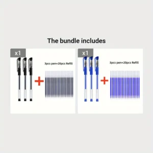 1 Pen + 6 Refills (mandatory)Business Signature Pen Black College High School Student Office Stationery Exam Water Pen Needle Tube