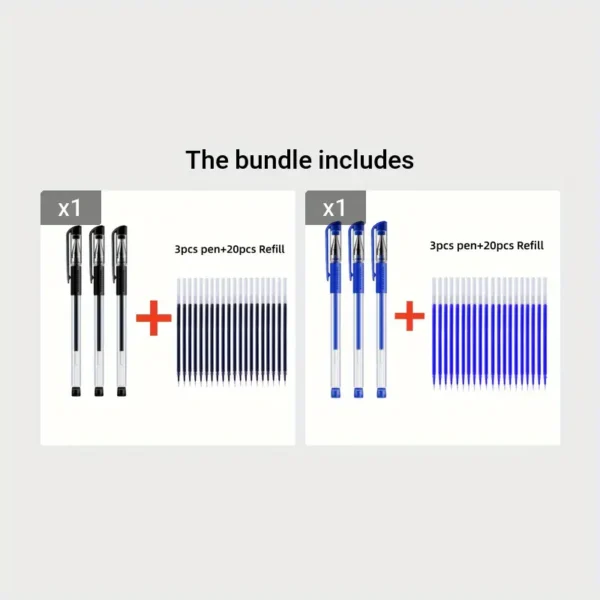1 Pen + 6 Refills (mandatory)Business Signature Pen Black College High School Student Office Stationery Exam Water Pen Needle Tube