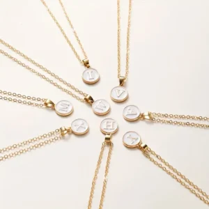 Black White A, S, F  Letter Pendant Simple Ladies Necklace Accessories